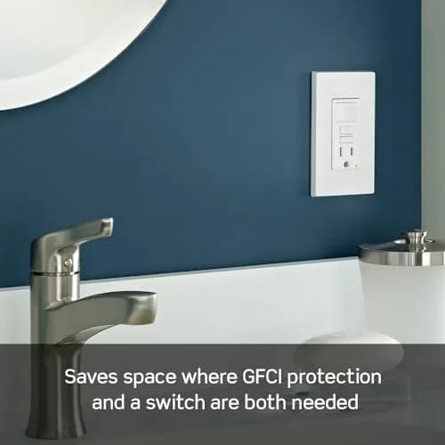 Leviton GFCI Combination Outlet with Switch, 15 Amp, Tamper-Resistant, Light Almond | UL Listed Safety Outlet thumbnail 2