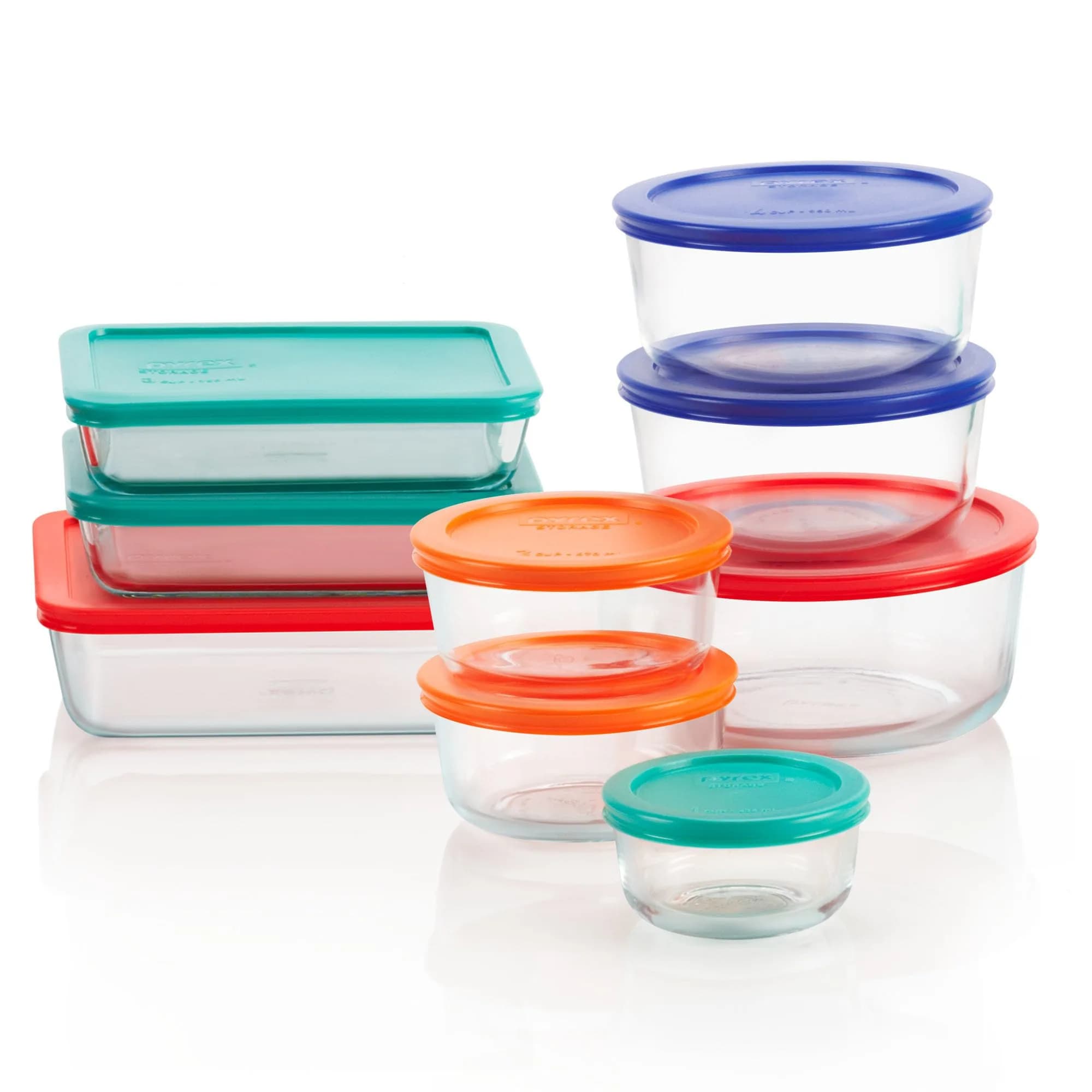 Pyrex Simply Store 9-Pack Mixed Glass Food Storage Set with Lids | 30 Cups Total Capacity