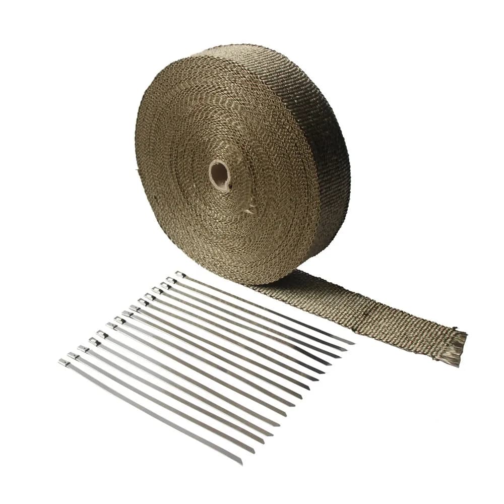 LEDAUT Titanium Exhaust Heat Wrap 2" x 100ft (60.96m) with 16 Stainless Steel Ties | Reduces Under-Hood Temps Up to 50% - main product image
