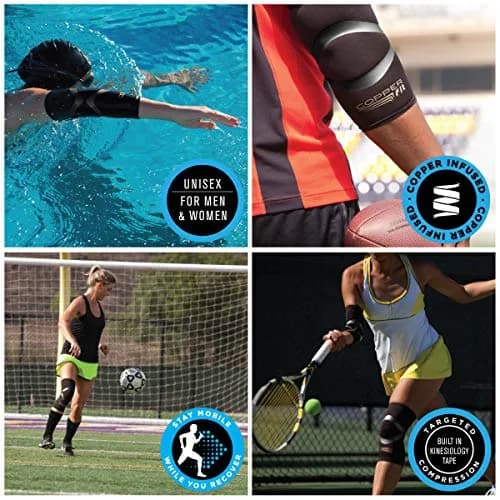 Copper Fit Pro Series Compression Knee Sleeve X-Large Black | Embedded Kinesiology Tape for Targeted Support thumbnail 4