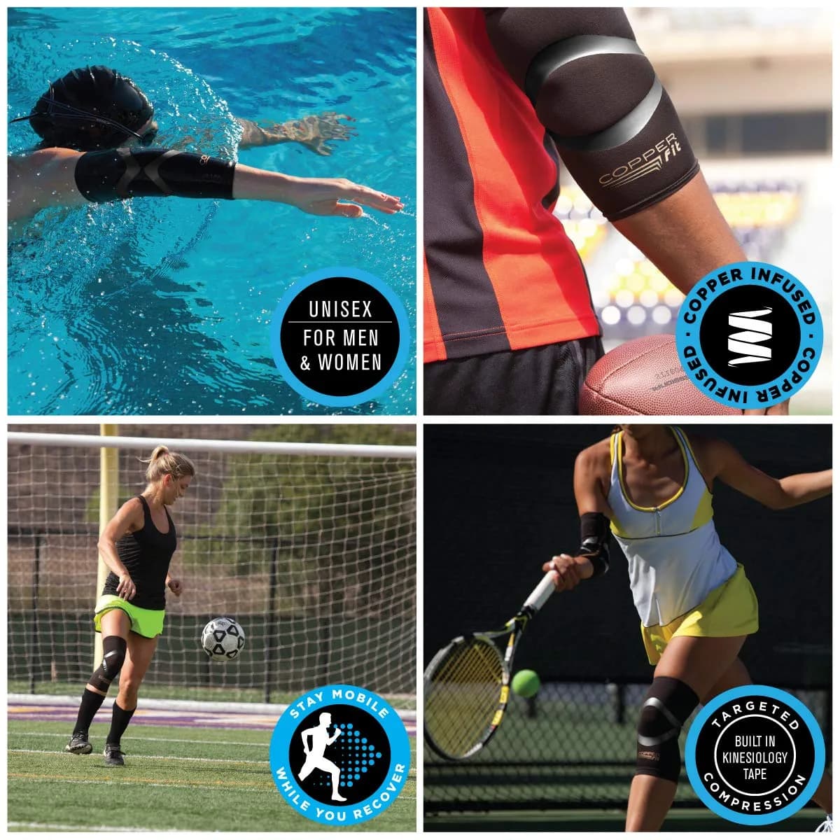 Copper Fit Pro Series Compression Knee Sleeve X-Large Black | Embedded Kinesiology Tape for Targeted Support - view 4
