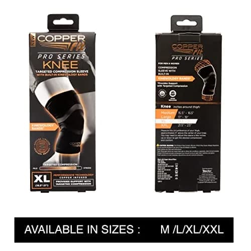 Copper Fit Pro Series Compression Knee Sleeve Brace for Athletic Recovery & Support 25.4 cm (10 in) | FDA Approved Medical Device thumbnail 6