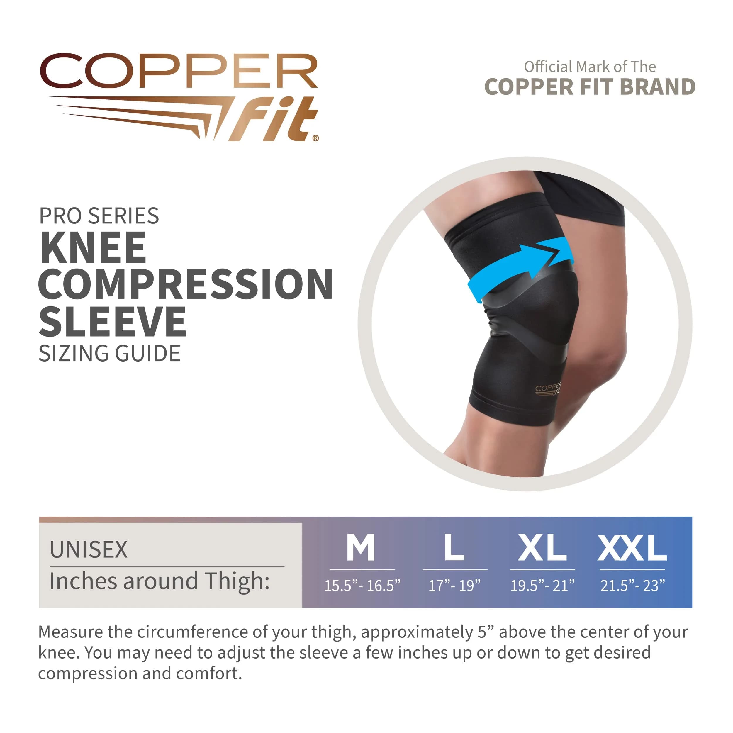 Copper Fit Pro Series Compression Knee Sleeve, Black, Medium | FDA Approved Support for Athletes - view 3