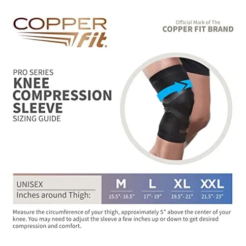 Copper Fit Pro Series Compression Knee Sleeve Brace for Athletic Recovery & Support 25.4 cm (10 in) | FDA Approved Medical Device thumbnail 3