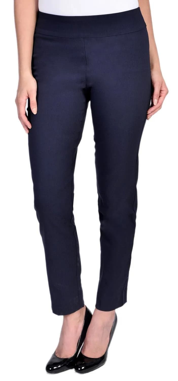 Krazy Larry Women's Pull on Ankle Pants Navy 6 | Comfortable Stretch Fabric with Tummy Control — Navy