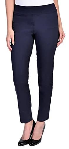 Krazy Larry Women's Pull on Ankle Pants Navy 6 | Comfortable Stretch Fabric with Tummy Control thumbnail 1