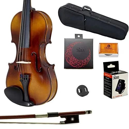 Paititi 4/4 Full Size Solid Wood Student Violin Complete Package with Case Bow Rosin String Tuner thumbnail 1