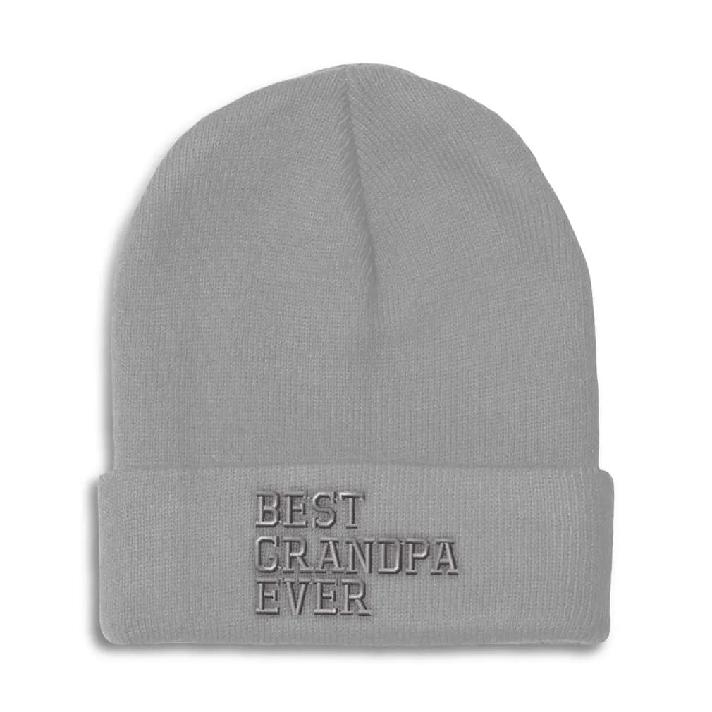 Speedy Pros Beanies for Men Best Grandpa Ever Embroidered Winter Hat One Size Navy — Light Grey Design Only