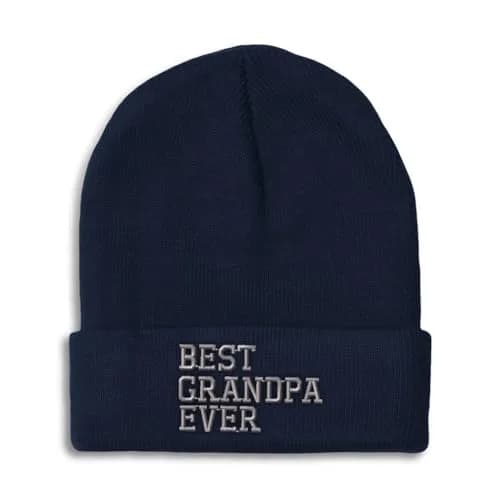Speedy Pros Beanies for Men Best Grandpa Ever Embroidered Winter Hat One Size Navy thumbnail 1