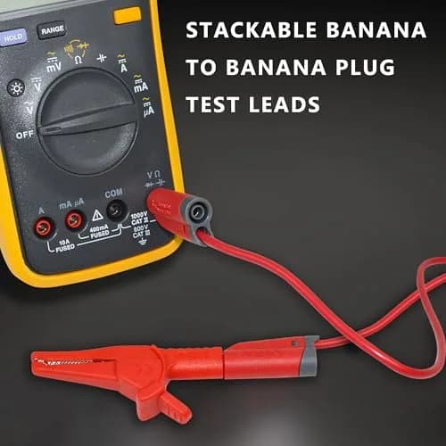 ZIBOO ZB-X13 Stackable Banana Plug Test Leads 1m (3.3ft) | 1000V Rated, 4mm Banana Male Plugs, Red & Black (2-Pack) thumbnail 7