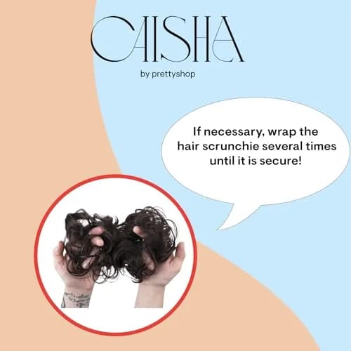 CAISHA Big Hairpiece Scrunchy Updo Bridal Hairstyle Light Blonde | Curly Messy Bun with Elastic Band thumbnail 7