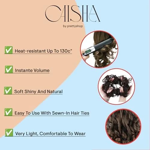 CAISHA Synthetic Scrunchie Donut Hair Piece Updo Black G1E | Heat-Resistant Synthetic Fiber, Washable, Easy to Use thumbnail 3
