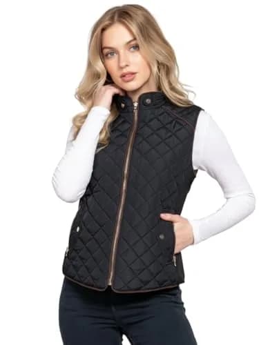 NE PEOPLE Women's Lightweight Quilted Zip Vest-BLACK-XL | Breathable, Weatherproof & Slim Fit thumbnail 1