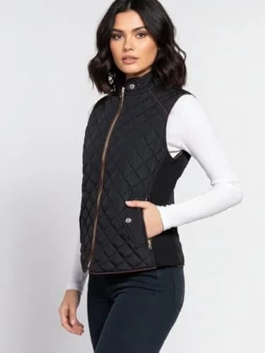 NE PEOPLE Women's Lightweight Quilted Zip Vest-BLACK-XL | Breathable, Weatherproof & Slim Fit thumbnail 3