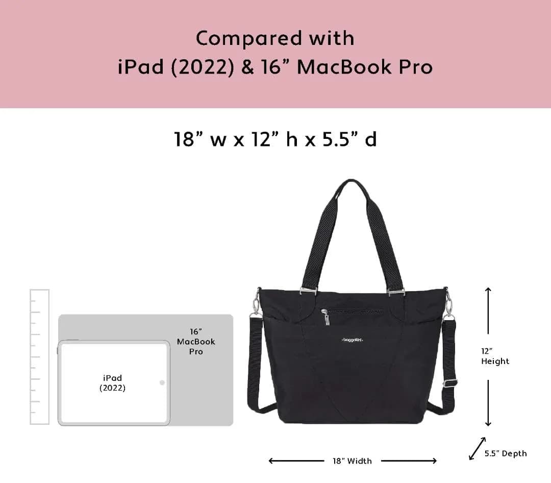 Baggallini Avenue Tote 12x18 Laptop Tote Bag for Women | Lightweight Work Travel Carry On Bag - view 7