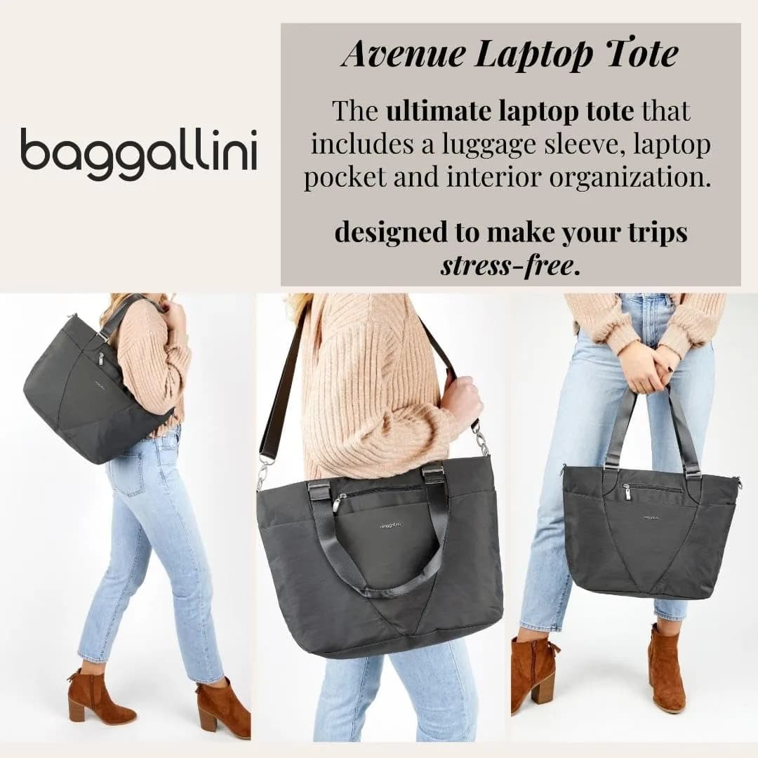 Baggallini Avenue Tote 12x18 Laptop Tote Bag for Women | Lightweight Work Travel Carry On Bag - view 3