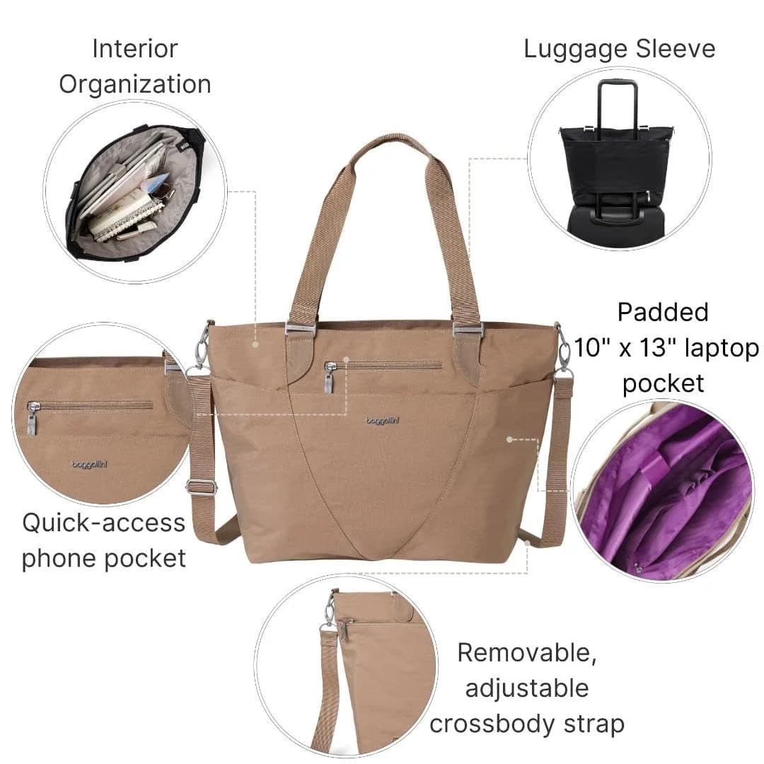 Baggallini Avenue Tote 12x18 Laptop Tote Bag for Women | Lightweight Work Travel Carry On Bag - view 4