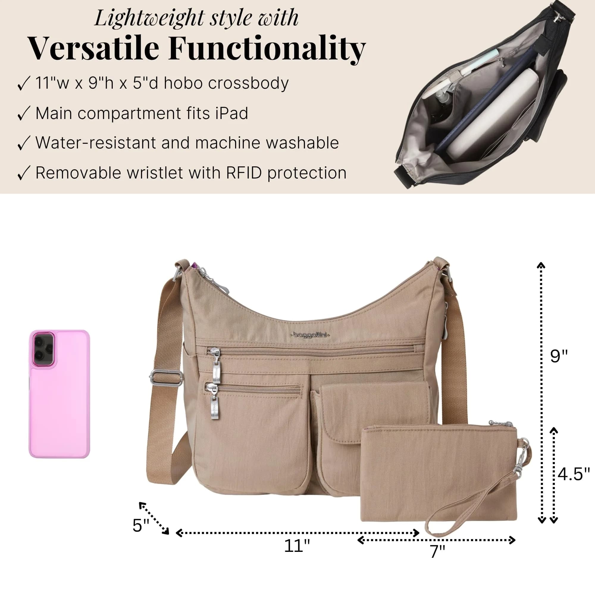 Baggallini Everywhere Bagg Hobo Crossbody Bag for Women 228ml (8 Fl Oz) | Water-resistant Travel Bag with RFID Wristlet - view 4