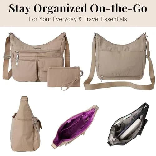 Baggallini Everywhere Bagg Hobo Crossbody Bag for Women 228ml (8 Fl Oz) | Water-resistant Travel Bag with RFID Wristlet thumbnail 5