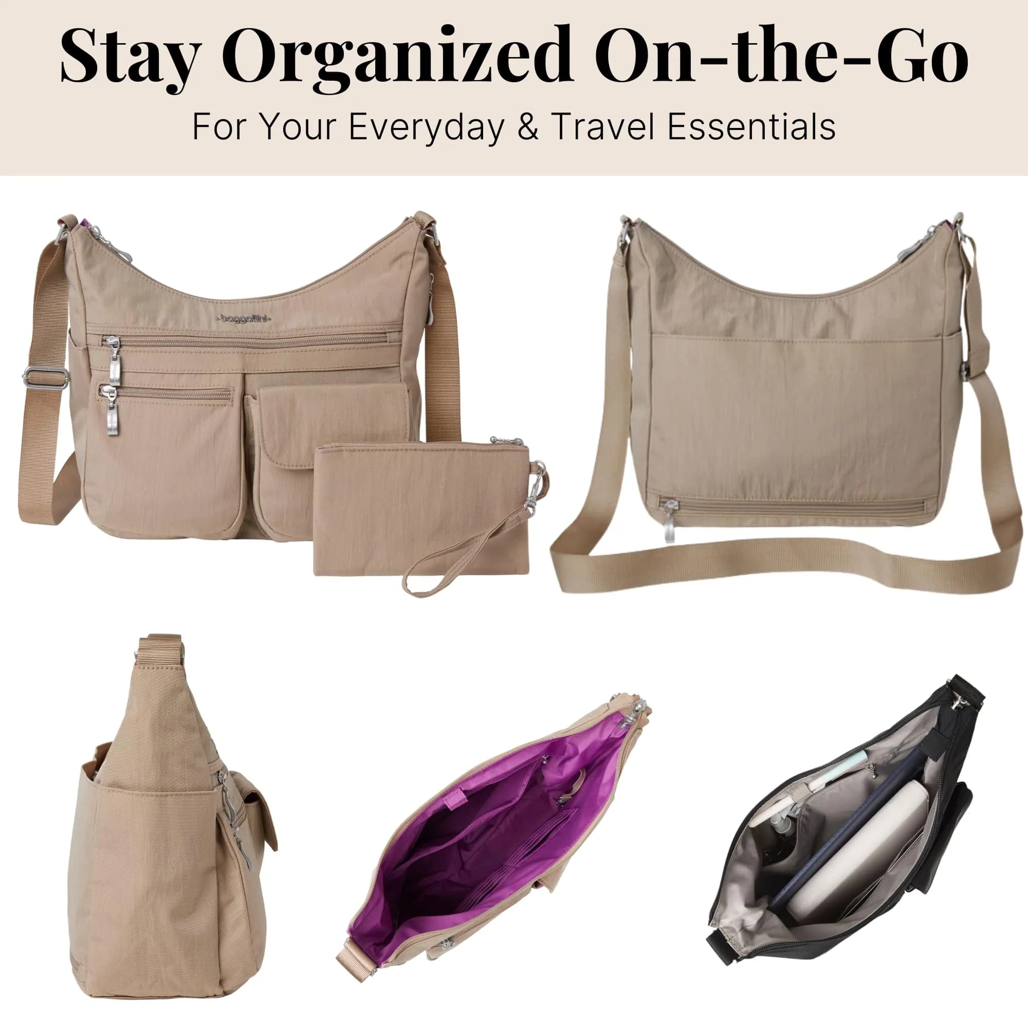 Baggallini Everywhere Bagg Hobo Crossbody Bag for Women 228ml (8 Fl Oz) | Water-resistant Travel Bag with RFID Wristlet - view 5