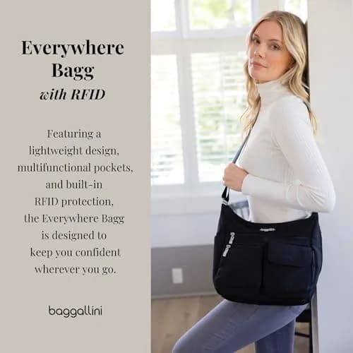 Baggallini Everywhere Bagg Hobo Crossbody Bag for Women 228ml (8 Fl Oz) | Water-resistant Travel Bag with RFID Wristlet thumbnail 2