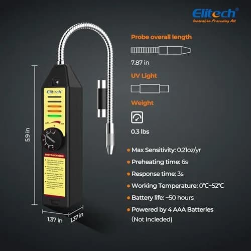 Elitech WJL-6000 Halogen Refrigerant Leak Detector | Detects R22, R134A, R410A, 1234YF & More thumbnail 5