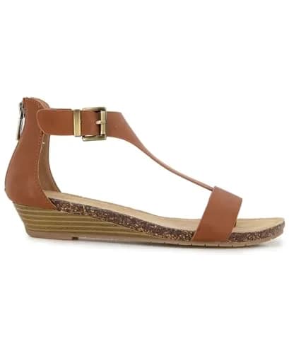 Kenneth Cole REACTION Women's Great Gal T-Strap Wedge Sandal, Toffee, 6 M US | Effortless Chic Comfort thumbnail 3