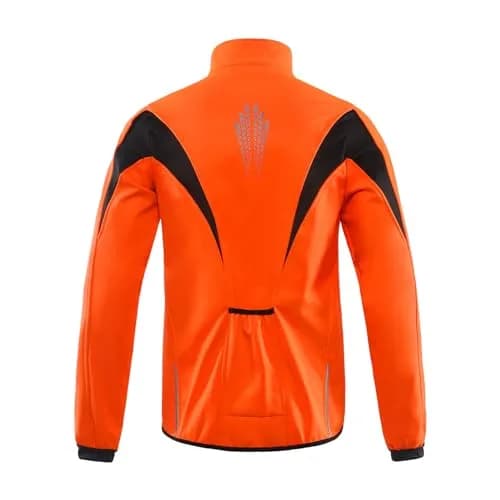 ARSUXEO Winter Cycling Jacket for Men, Fleece-Lined Softshell Orange S | Windproof & Breathable thumbnail 2