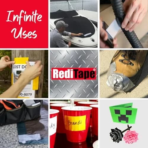 RediTape Travel Size Duct Tape 2-Pack (Black & Fluorescent Orange) | 5 Yards per Roll, Heavy Duty, Waterproof thumbnail 5