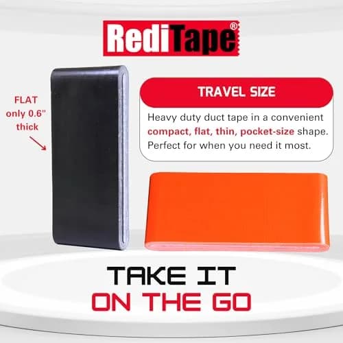 RediTape Travel Size Duct Tape 2-Pack (Black & Fluorescent Orange) | 5 Yards per Roll, Heavy Duty, Waterproof thumbnail 2
