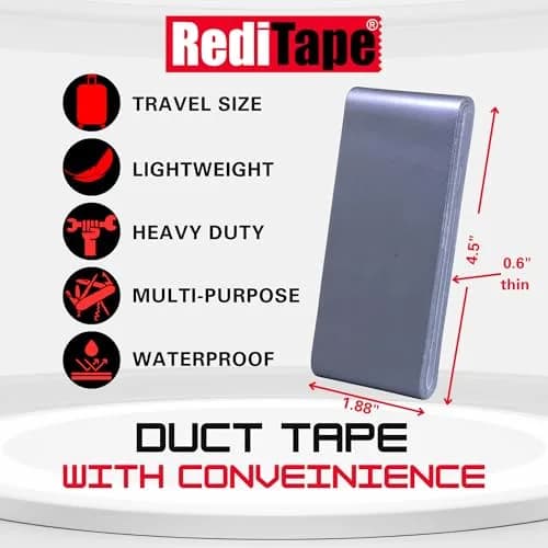 RediTape Travel Size Duct Tape 2-Pack (Black & Fluorescent Orange) | 5 Yards per Roll, Heavy Duty, Waterproof thumbnail 3