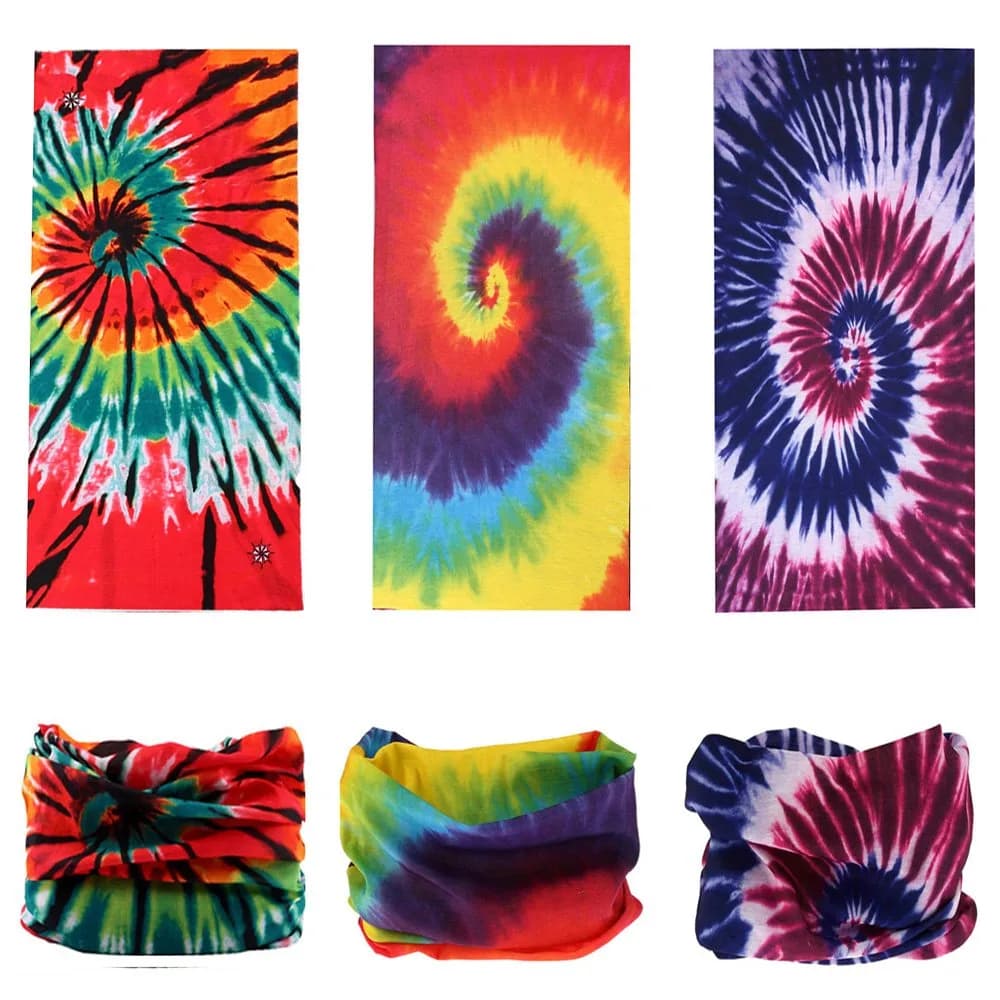 KALILY Tie Dye Microfiber Headband Bandana Face Shield Neck Gaiter 25x48cm (9.5x19 Inch) | 12 Ways to Wear for Sun & Cold Protection - view 4