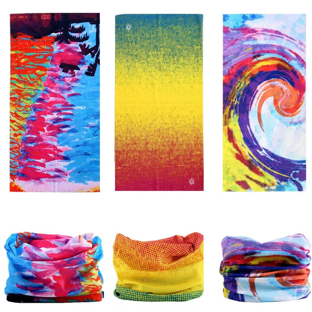 KALILY Tie Dye Microfiber Headband Bandana Face Shield Neck Gaiter 25x48cm (9.5x19 Inch) | 12 Ways to Wear for Sun & Cold Protection - view 5