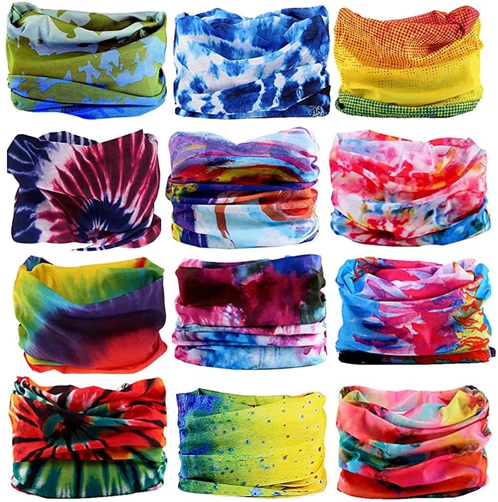 KALILY Tie Dye Microfiber Headband Bandana Face Shield Neck Gaiter 25x48cm (9.5x19 Inch) | 12 Ways to Wear for Sun & Cold Protection - main product image