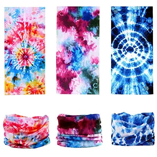 KALILY Tie Dye Microfiber Headband Bandana Face Shield Neck Gaiter 25x48cm (9.5x19 Inch) | 12 Ways to Wear for Sun & Cold Protection thumbnail 2
