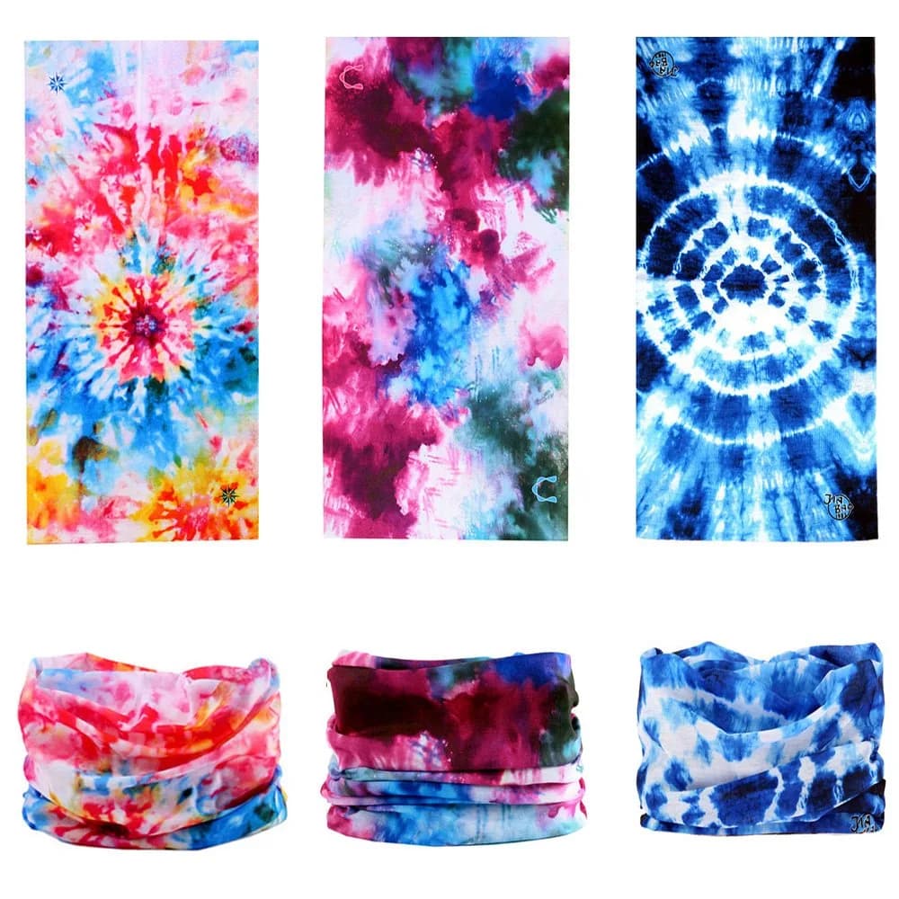 KALILY Tie Dye Microfiber Headband Bandana Face Shield Neck Gaiter 25x48cm (9.5x19 Inch) | 12 Ways to Wear for Sun & Cold Protection - view 2