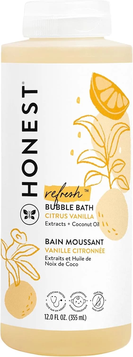 The Honest Company Bubble Bath, Tear-Free, Citrus Vanilla Refresh, 12 fl oz | Gentle for Baby & Family, Naturally Derived — Citrus Vanilla Refresh