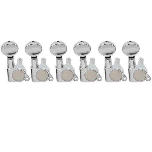 Musiclily Basic R15A 6 inline Sealed Tuners Set Chrome | Vintage Oval Button for Electric Guitar thumbnail 1