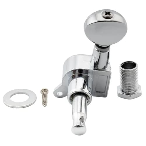 Musiclily Basic R15A 6 inline Sealed Tuners Set Chrome | Vintage Oval Button for Electric Guitar thumbnail 5