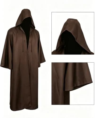 GOLDSTITCH Men Hooded Robe Cloak Knight Costume | Halloween Cosplay Outfit (in US sizes) thumbnail 5