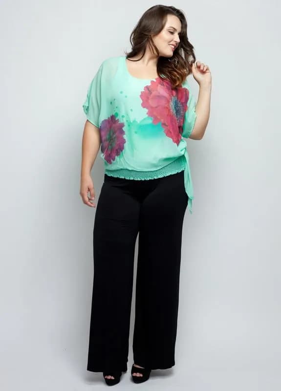 Stylzoo Plus Size Palazzo Pants Women Black 2X | Super Soft, Wide Leg, True to Size, 34" Tall thumbnail 5