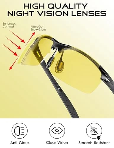 ATTCL Polarized Night Driving Glasses UV400 Anti Glare Yellow Tinted Sunglasses for Men thumbnail 5