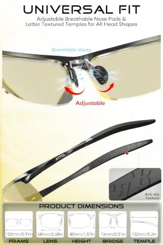 ATTCL Polarized Night Driving Glasses UV400 Anti Glare Yellow Tinted Sunglasses for Men thumbnail 7