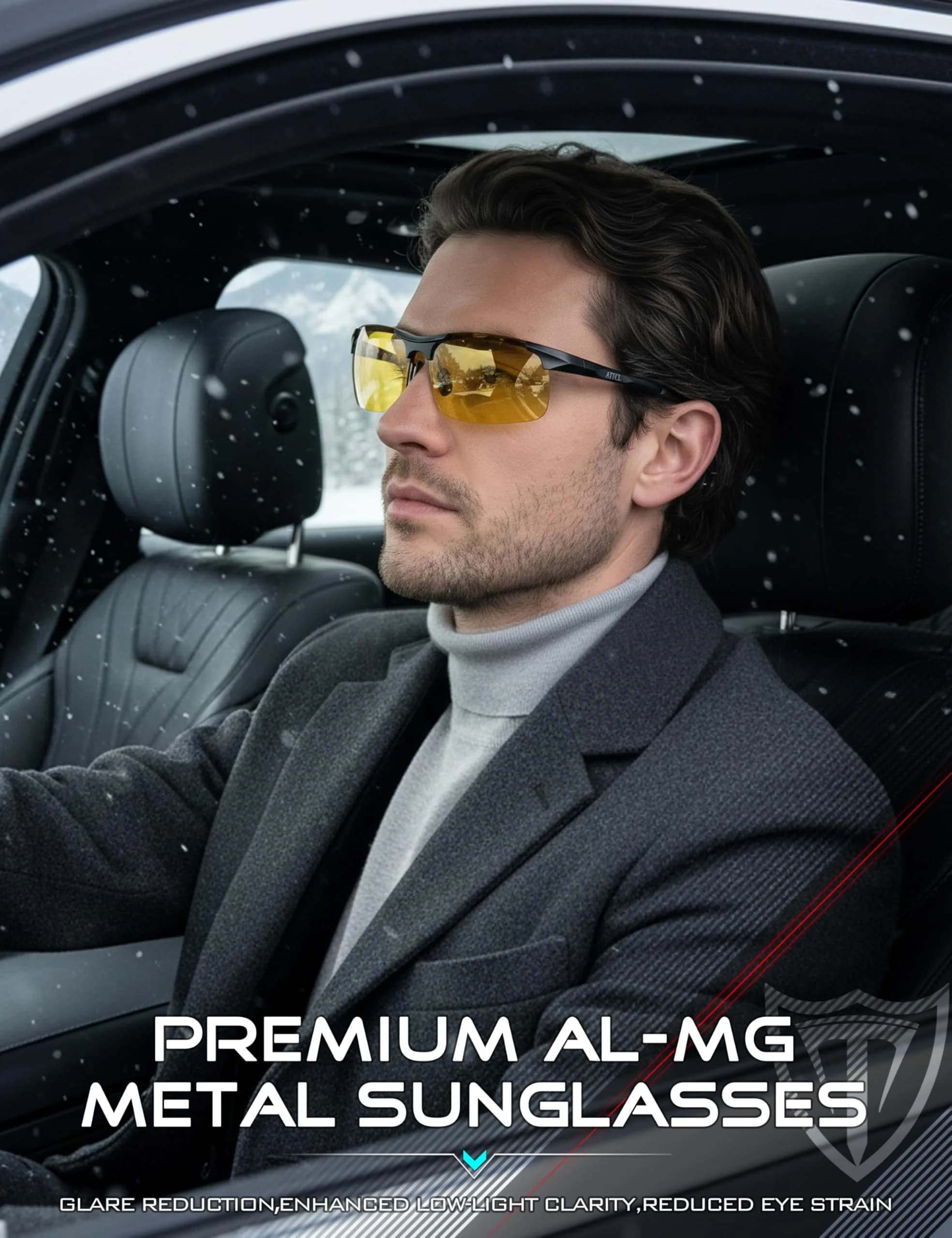 ATTCL 2026-HD Night Driving Glasses: Not Mirrored, Yellow Tinted, Anti-Glare for Men - view 2