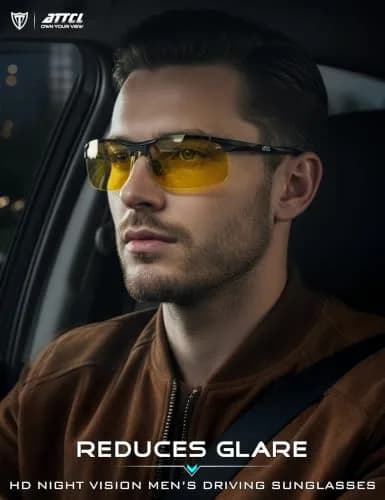 ATTCL Polarized Night Driving Glasses UV400 Anti Glare Yellow Tinted Sunglasses for Men thumbnail 3