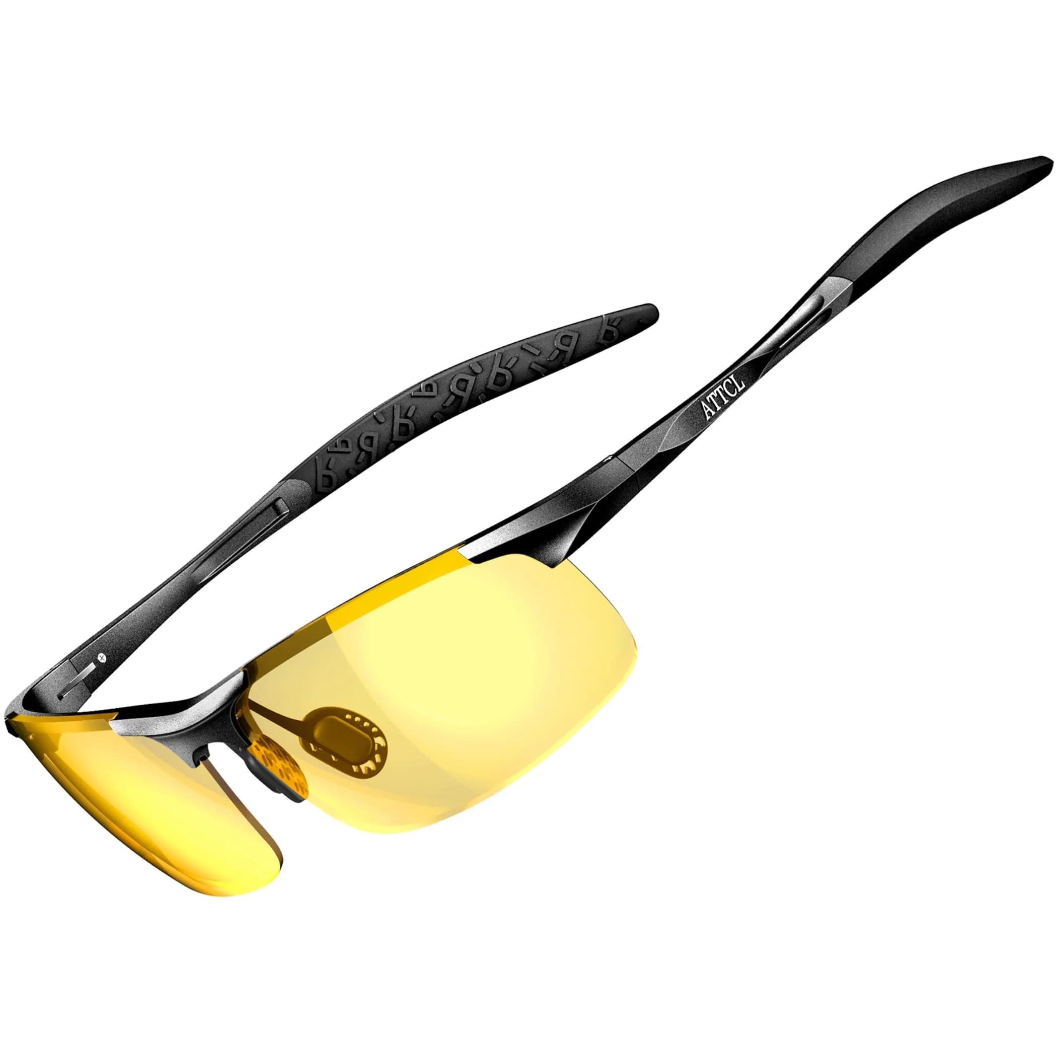 ATTCL Polarized Sunglasses Men Sports: UV Protection Anti Glare Wrap Around Lightweight Metal Sun Glasses Driving Fishing Golf Running Black Blue (64mm Lens Width) — 2026-hd Night Driving Glasses /Not Morrored