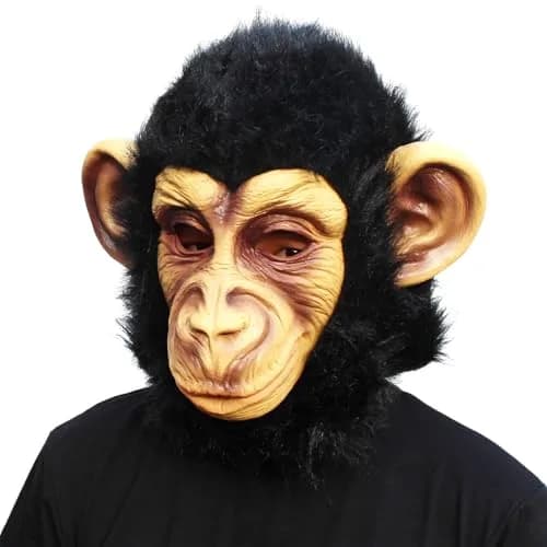 CreepyParty Monkey Mask for Adults, Natural Latex Monkey Costume Mask | 11.8 x 11.8 x 11.8 inches (30 x 30 x 30 cm) thumbnail 1