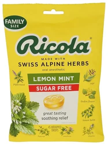 Ricola Sugar Free Lemon Mint Throat Drops 45 Count | Swiss Herbal Soothing Lozenges for Dry Throat thumbnail 4
