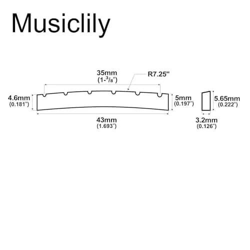 Musiclily Bone Nut 43mm Slotted Curved Bottom for Electric Guitar | Real Bone, 2 pcs thumbnail 2