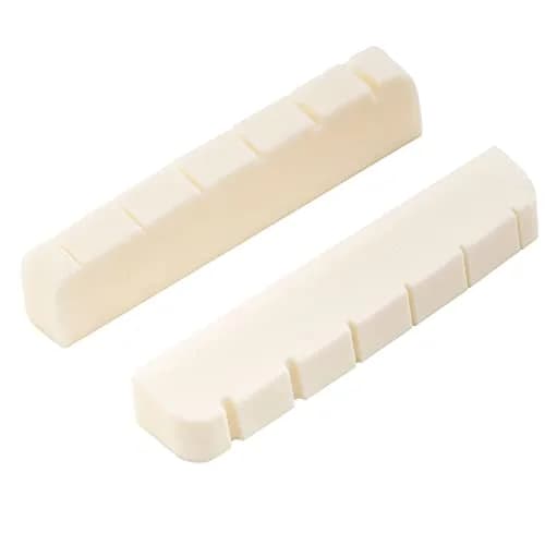 Musiclily Bone Nut for Electric Guitar 43mm | Flat Bottom Slotted Bone Nut for 6 String Guitar thumbnail 5